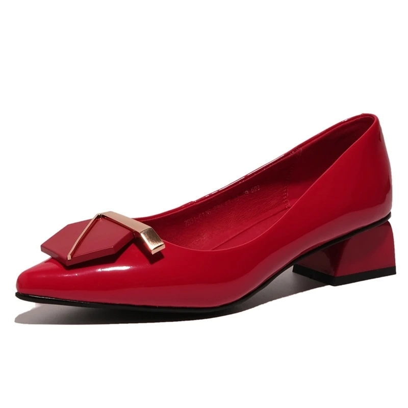 

autuspin 2020 Women Elegant Pumps Summer Autumn Fashion Female Patent Leather Dress Shoes Ladies Office Party Square Heel Shoes
