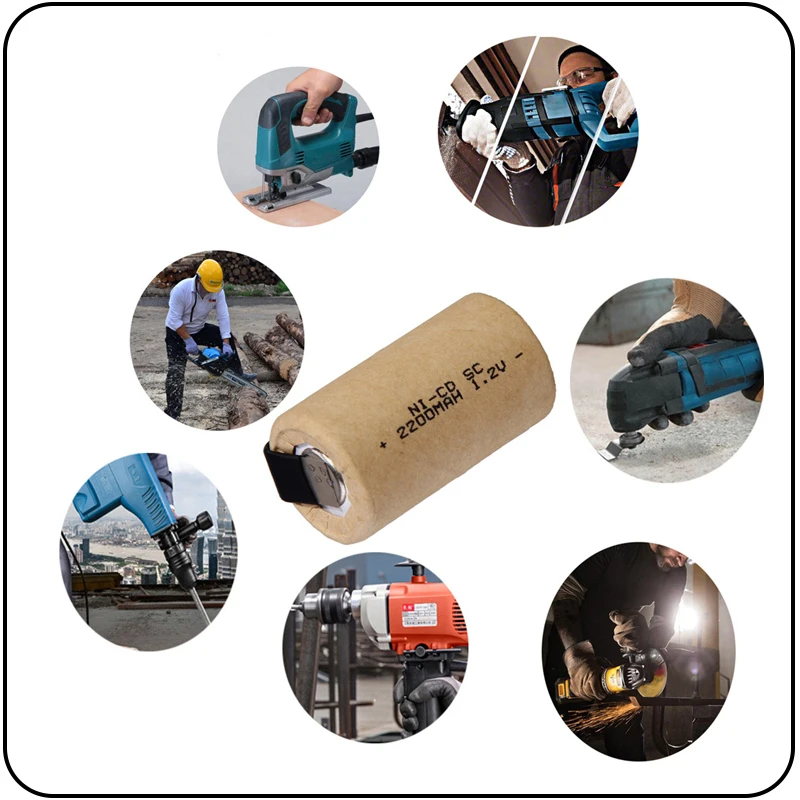 

1-20pcs Screwdriver Electric Drill SC Batteries 1.2V 2200mah Sub C Ni-Cd Rechargeable Battey With Tab Power Tool NiCd SUBC Cells