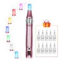 wireless electric 7 color led light micro needle therapy beauty auto machine skin care tool kit for anti scar acne wrinkle