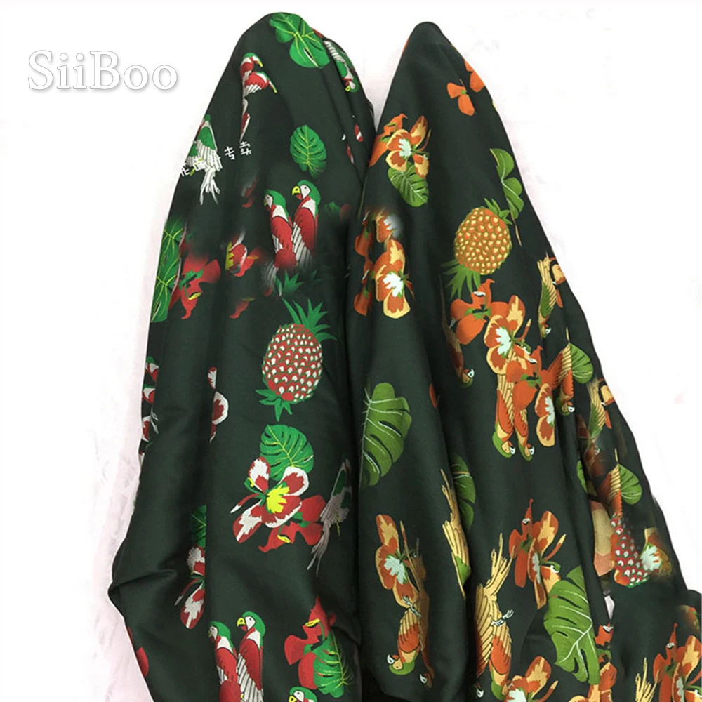 Американский стиль красный оранжевый ананас завод Птица жаккардовая парча ткань