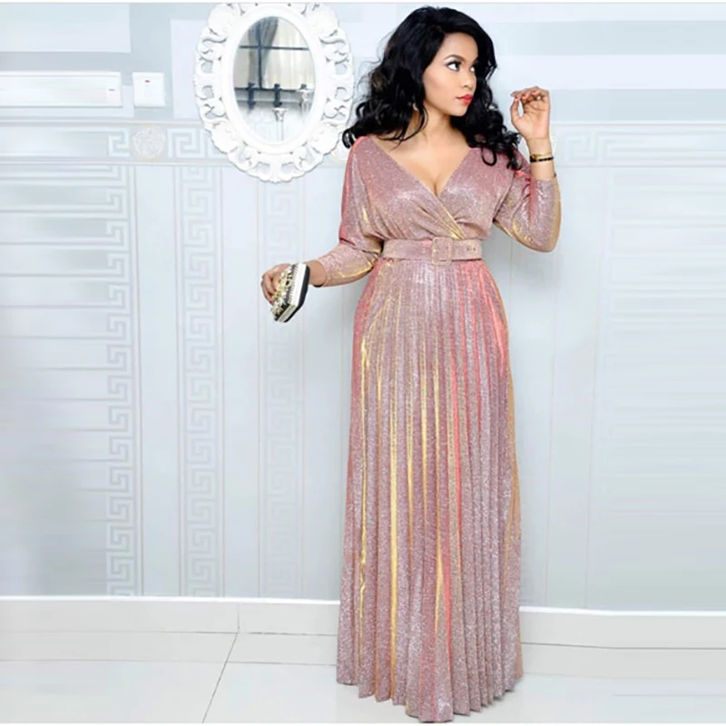 Женское длинное платье с блестящим карманом элегантное облегающее Макси