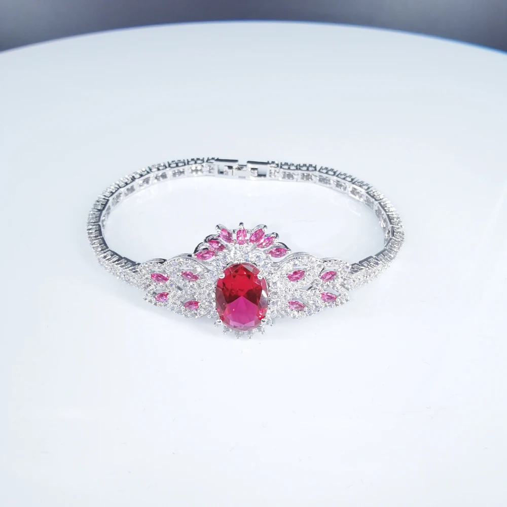 Новинка модное ретро красное циркониевое ожерелье серьги браслет кольцо для