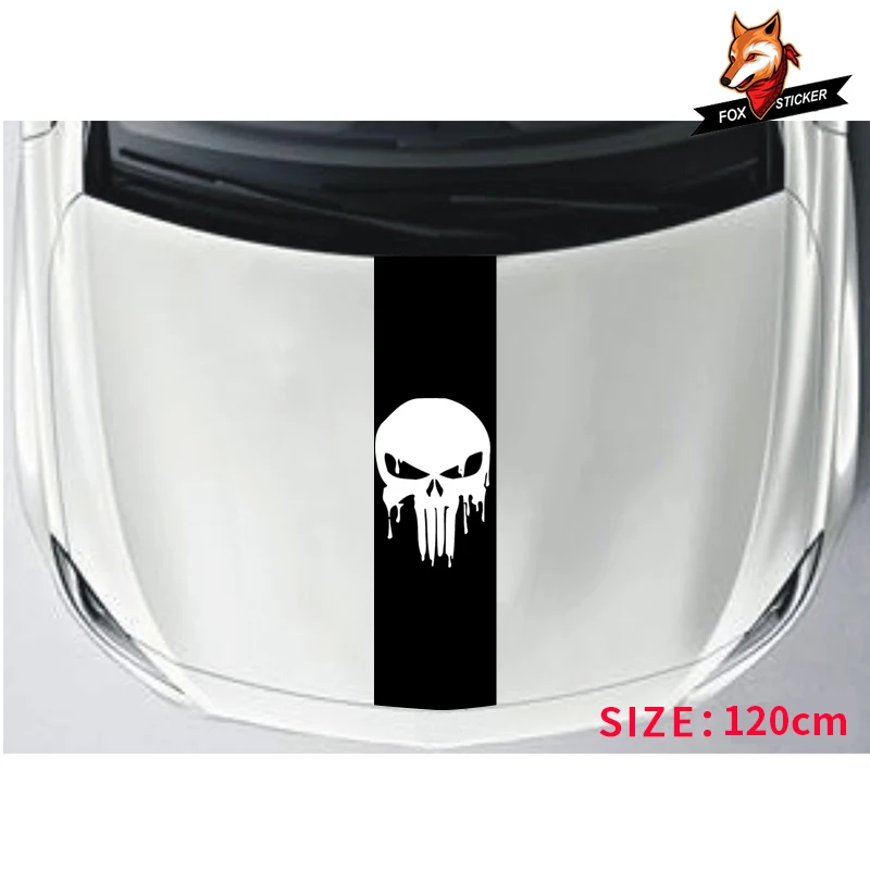 Gloss Black Auto Side Skirt Car Sticker Racing Stripe Body Garland for Bloody Punisher Skull Personalized | Автомобили и