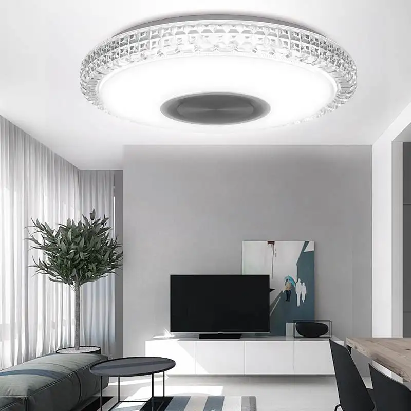 Luces LED de techo RGB modernas WiFi de 200W iluminación del hogar, lámpara de música con bluetooth para dormitorio, lámpara de techo inteligente + Control remoto