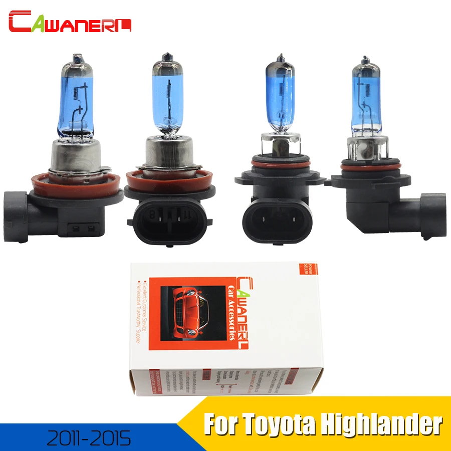 

Cawanerl 2 Pair 100W Car Accessories Halogen Bulb Headlight High Low Beam 12V For Toyota Highlander 4-Door 2011-2015