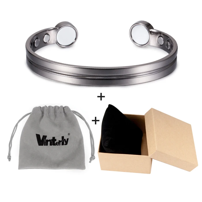Vinterly Copper Bracelets for Women Silver Color Pure Copper Magnetic Bracelet Health Energy Adjustable Cuff Bracelets Bangles - Окраска металла: s bag box