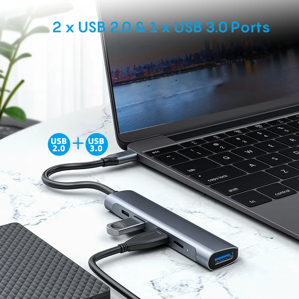 

USB C Hub USB 3 Ports Adapter Dual Type C Docking Station For Huawei Notebook MacBook Pro USB Splitter HUB Computer Accessories