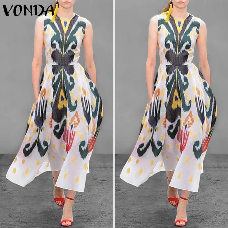 Женское платье с цветочным принтом VONDA винтажное длинное Повседневное Платье