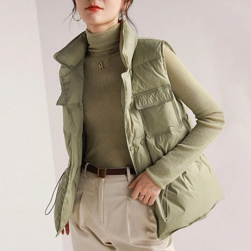 

2021 Autumn Winter Women Fashion Double-Sided Vest Coat Vintage Warm Sleeveless Waistcoat Female Casual Short Outwear Tops