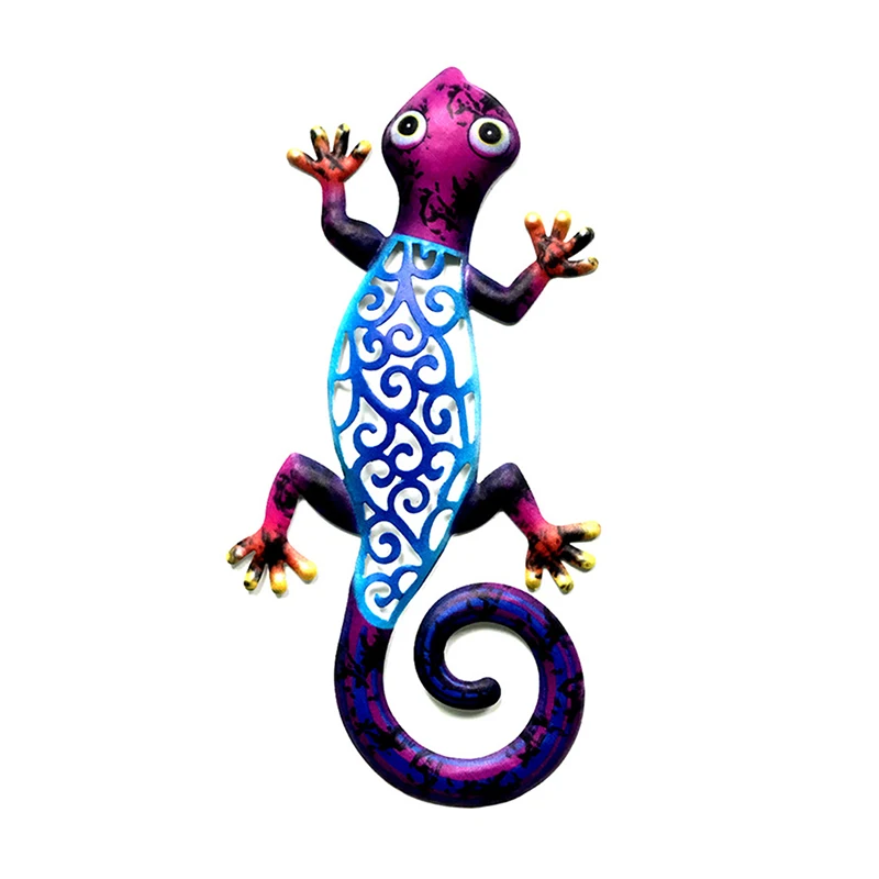 

2 PCS Metal Country Gecko Wall Decor Colorful Decorative Hanging Ornament Art Pendant for Bar Cafe Door 31*15CM DFDS889