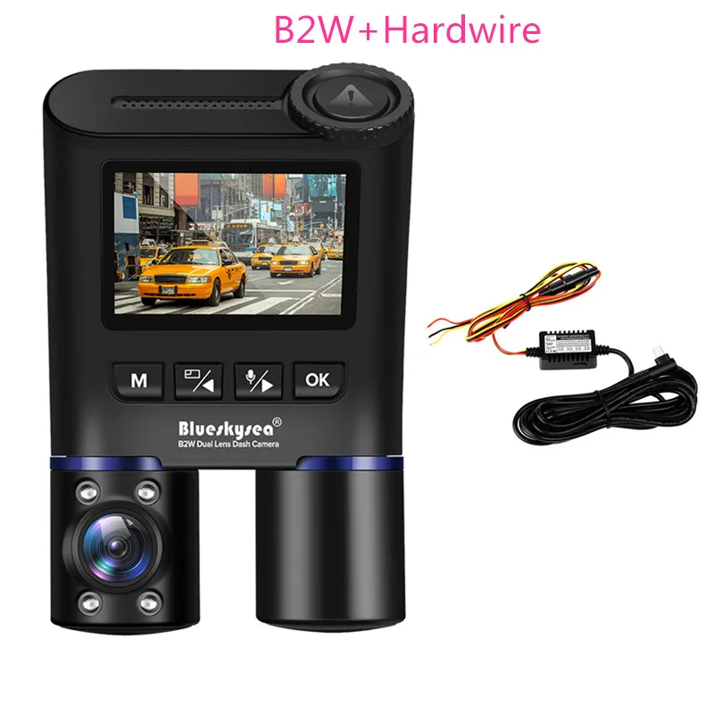 Серый Blueskysea B2W Dual Lens WIFI DashCam for Uber Lyft Taxi Night Vision Car Camera Full HD1080P DVR Recorder Rear View Dash Camera - Название цвета: Серый