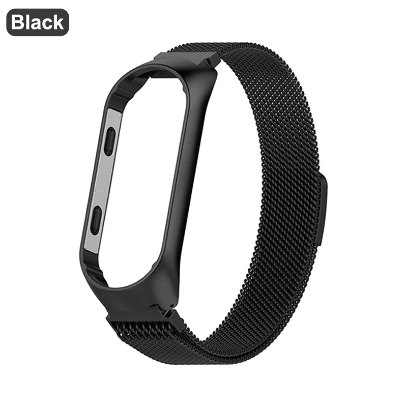 Black Ремешок для Xiaomi mi Band 4 металлический браслет для mi band 3 из нержавеющей стали ремешок для mi band сменные браслеты - Цвет: Black