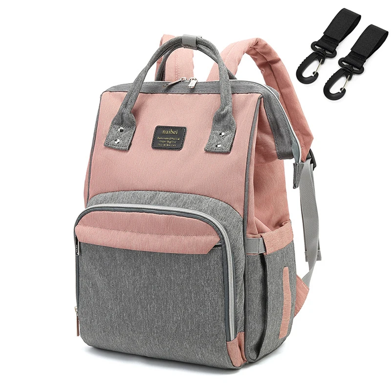 Light gray pink Модная сумка для подгузников для мам, большая сумка для кормления, рюкзак для путешествий, дизайнерская сумка для коляски, Детская сумка, уход за ребенком, подгузник - Цвет: Light gray pink