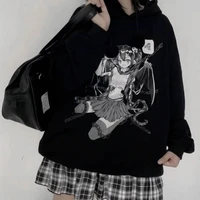 deeptown gothic streetwear emo anime print black oversize hoodies women harajuku crewneck punk white sweatshirt mall goth tops