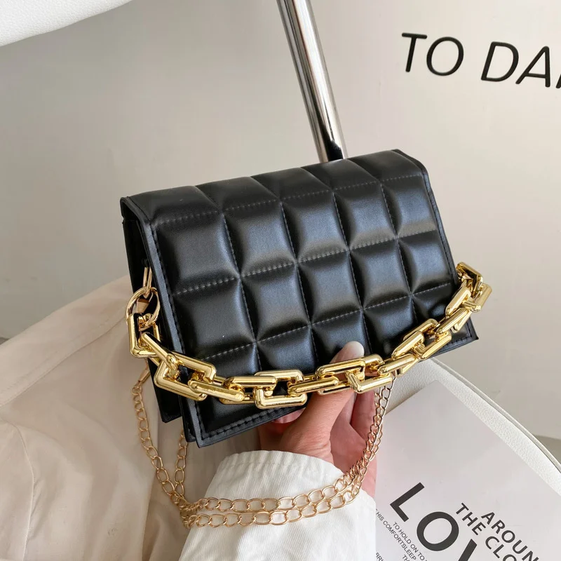 

Ladies New PU Leather Handbag Square Shoulder Small Square Bag Chain Decoration Messenger Bag