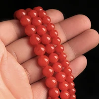 108pcs 6810mm red gem round agates beads natural stone smooth beads handmade for necklace bracelets diy jewelry making 21008