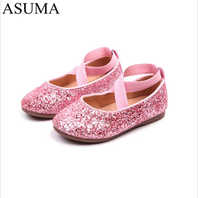 Детская кожаная обувь принцессы для девочек Повседневная блестящая детская