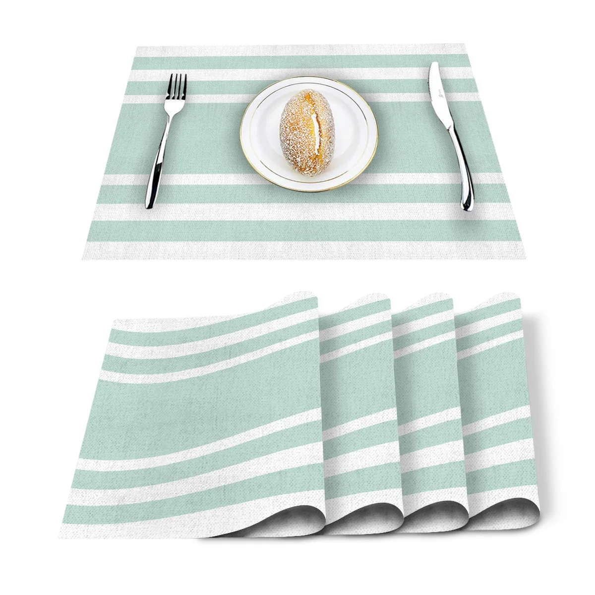 4/6 шт. подставки в зеленую геометрическую полоску | Дом и сад