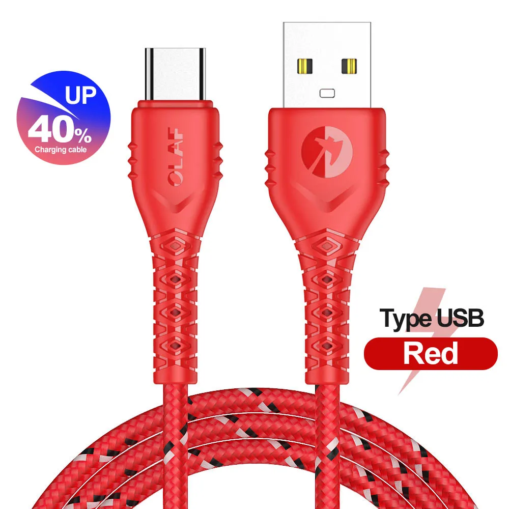 OLAF 2 м usb type C кабель для samsung S9 S8 Быстрая зарядка type-C мобильный телефон зарядный провод USB C кабель для Xiaomi Mi A2 Oneplus 6t