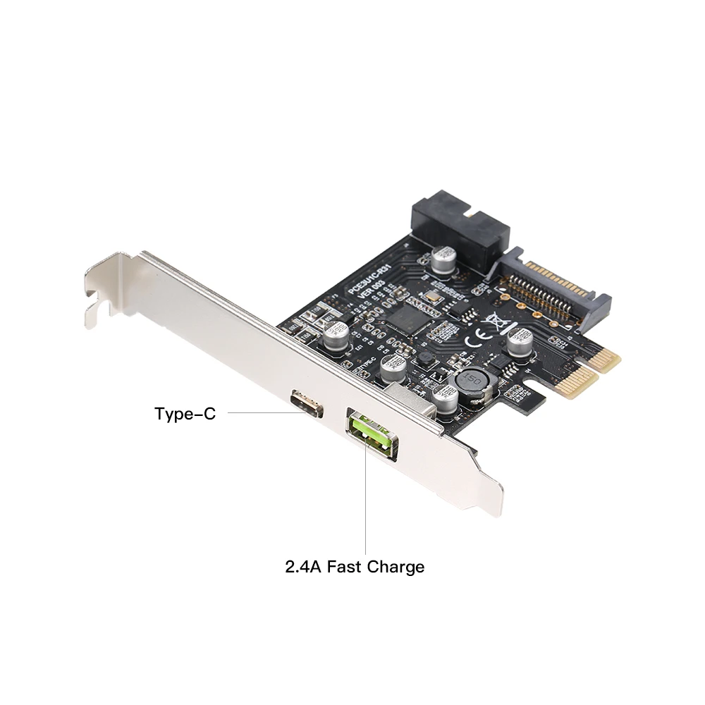 Плата расширения PCI-e-USB3.1 Type-C быстрая зарядка через USB с 19Pin передней картой