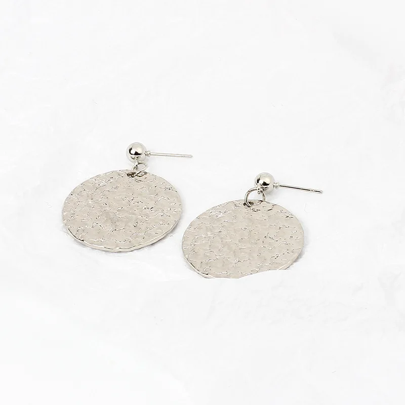 Популярные медные серьги с вогнутой выпуклой круглой пластиной модные подвески