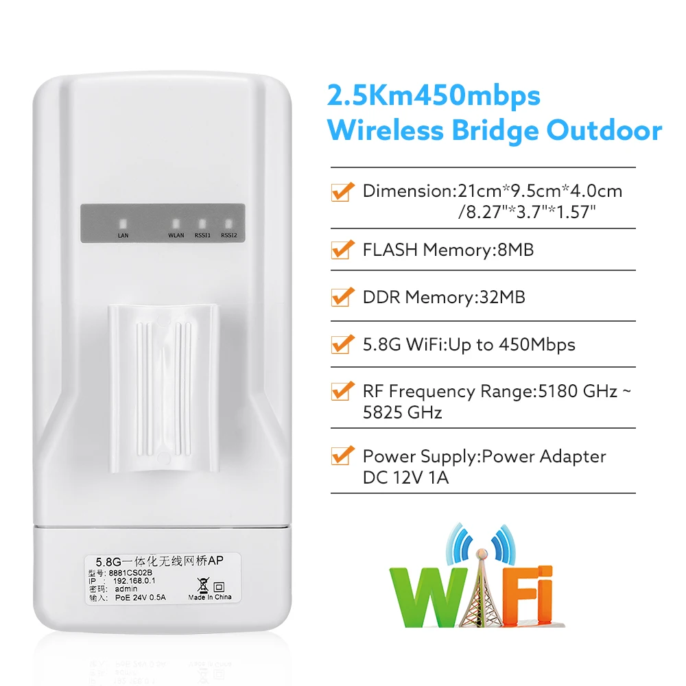 2 pcs wireless wifi extender 5ghz wifi bridge outdoor cpe router wifi 4g 5 8ghz 450mbps repetidor long range access point free global shipping