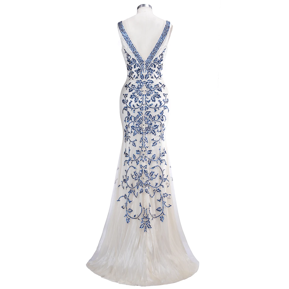 Новый китайский Стиль белого и голубого цвета расшитые Русалочка маскарадный 2019