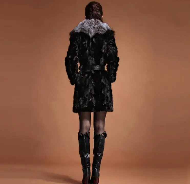 Black fur leather jacket womens warm faux mink fur leather coat women loose jackets winter autumn thicken fashion