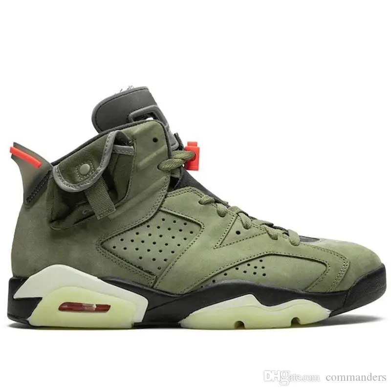 

hot Discount Men Basketball Shoes Travis Scotts X 6 Retro Medium Olive Denim Tinker Cactus Oregon Mens Sports Sneakers 7-13 40