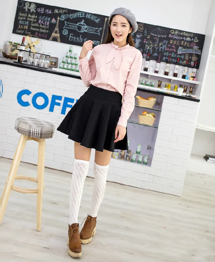 

Japanese sweet mesh pure cotton socks fashion sexy hollow breathable solid color women's thigh high socks