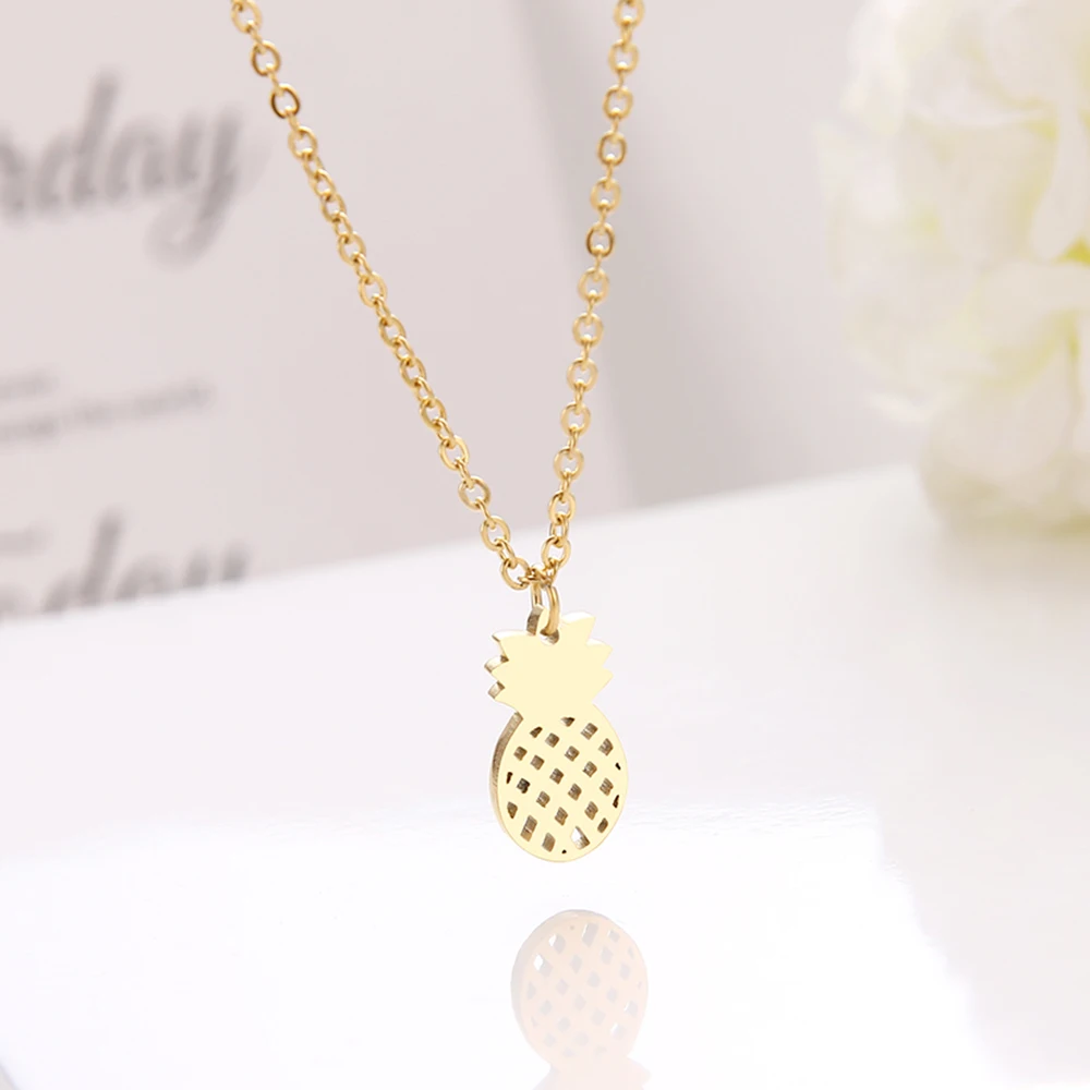 Женское Ожерелье из нержавеющей стали с подвеской в виде ананаса золотое