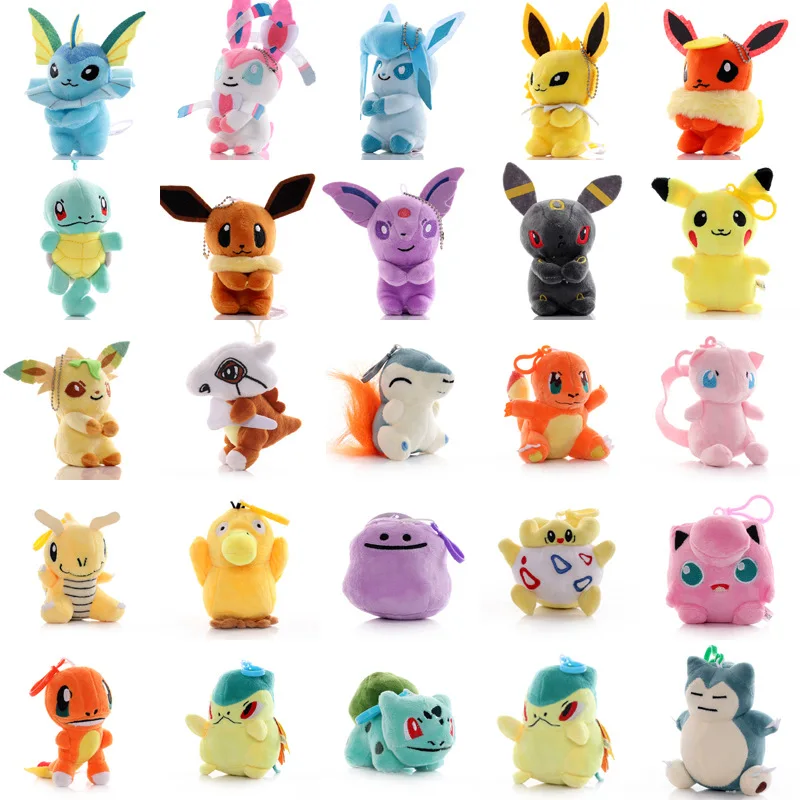 9-14cm TAKARA Pokemon Pikachu Eevee Vulpix Mew Bulbasaur Snorlax Umbreon Plush Toy Doll Keychain Dolls Gifts for Children Kid