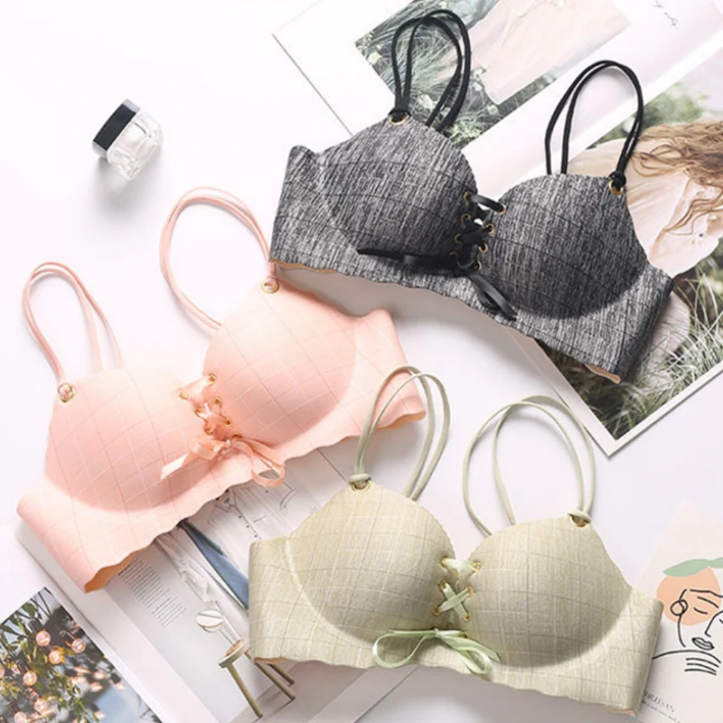 

Underwear for Women Bras Push Up Lingerie Adjustable Black Bra Large Size Bralette Femme Wire Free Breast Cover C Cup Brassiere