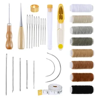 30pcs professional leather working kit hand sewing needles awl thimble waxed thread for diy leathercraf accessories
