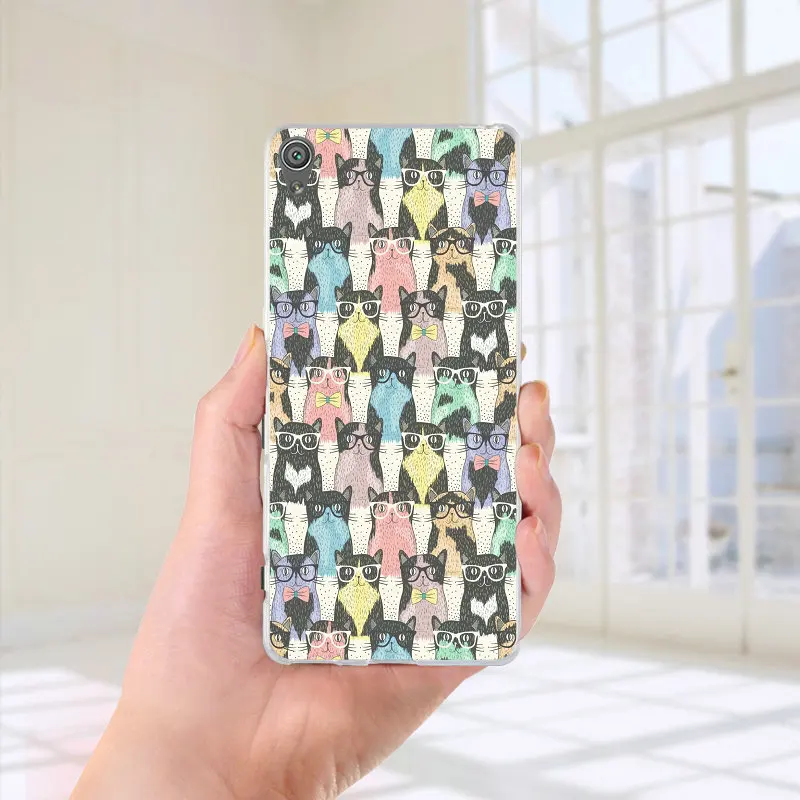 Мягкие силиконовые чехлы из ТПУ для телефона sony Xperia M2 M4 M5 чехол XA; XZ Z Z1 Z2 Z3 Z4 Z5 Compact E3 E5 T3 Shell Сумки с милым рисунком кота - Цвет: Picture 6