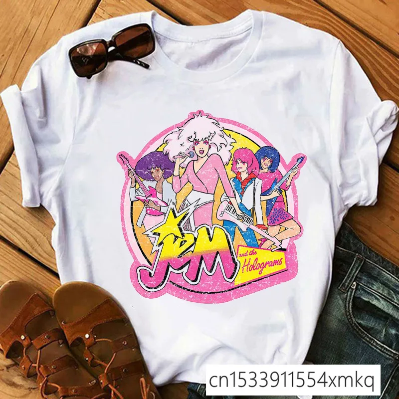 

Jem and the Holograms tshirt women 80s style fashion female t-shirt white hip hop t shirt summer rock shirts cool streetwear