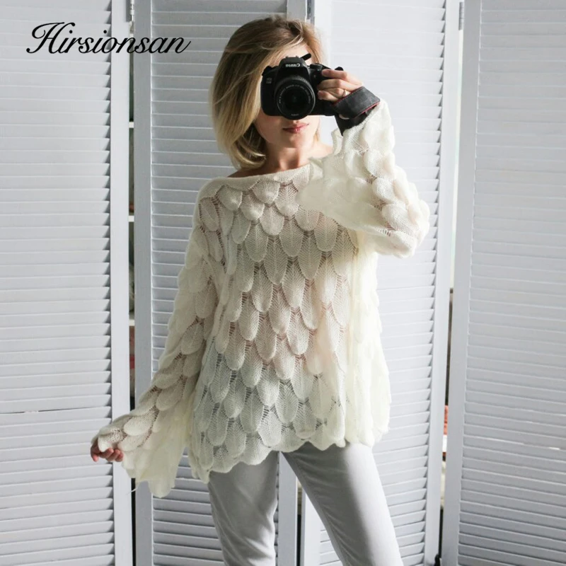 

Hirsionsan Elegant Sweater Women 2019 Casual Fashion Loose Women Sweaters and Pullovers Cute 3D Pink White Jumper Sueter Mujer