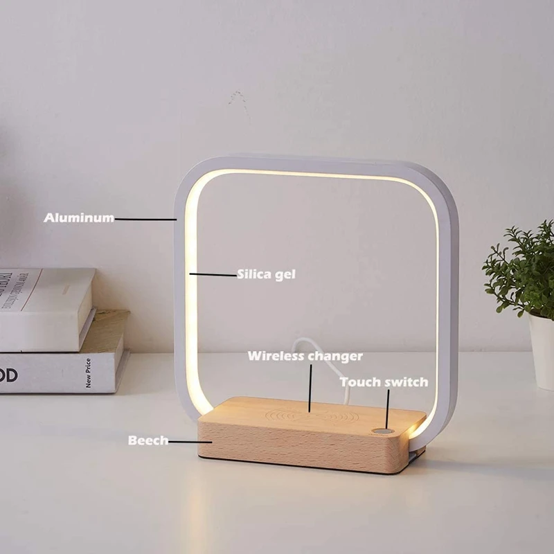 

LED Desk Lamp Table Light Modern Wireless Charger Press Control Dimmable Bedside Night Light for Kids Bedroom Home Decor