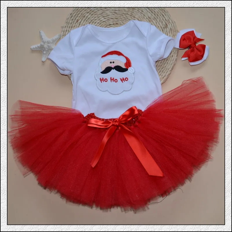 red Santa Claus 3 шт./компл. для маленьких девочек крона для балетной пачки платье для младенцев 1st День рождения»; комбинезон для девочек и мальчиков; Пышная юбка повязка на голову, фатиновое платье для малышей - Цвет: red Santa Claus
