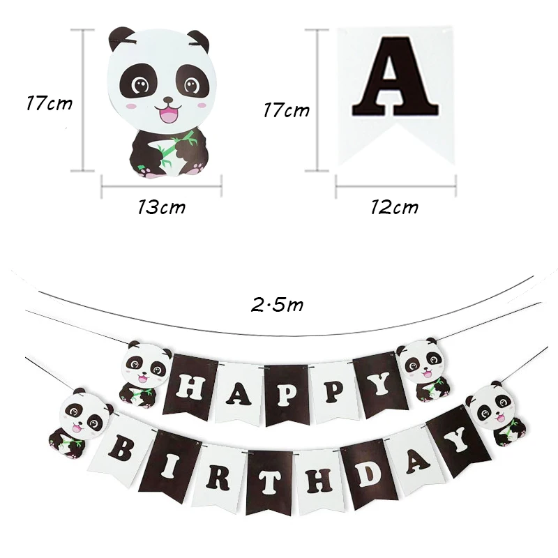 1pcs banner Панда наряд в качестве подарка на день рождения вечерние украшения детей Baby Shower вечерние шар панда Фольга воздушные шары с днем рождения баннер «панда» для капкейка - Цвет: 1pcs banner