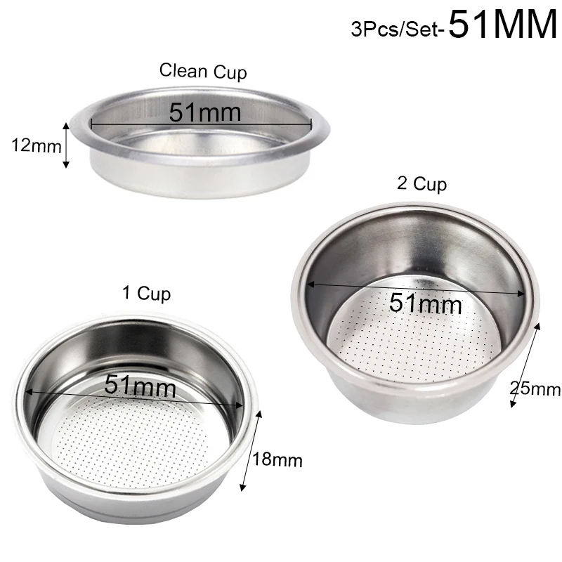 51mm 1Cup 2 Cup Clean Basket Pressure Coffee Machine Filter Double 304 Stainless Steel Single Layer Portafilter | Дом и сад