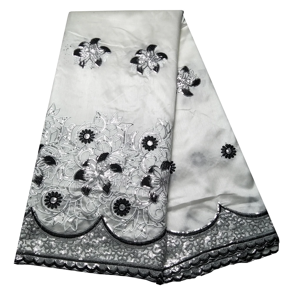 Кружевная ткань с пайетками белого и черного цвета африканская кружевная 2020