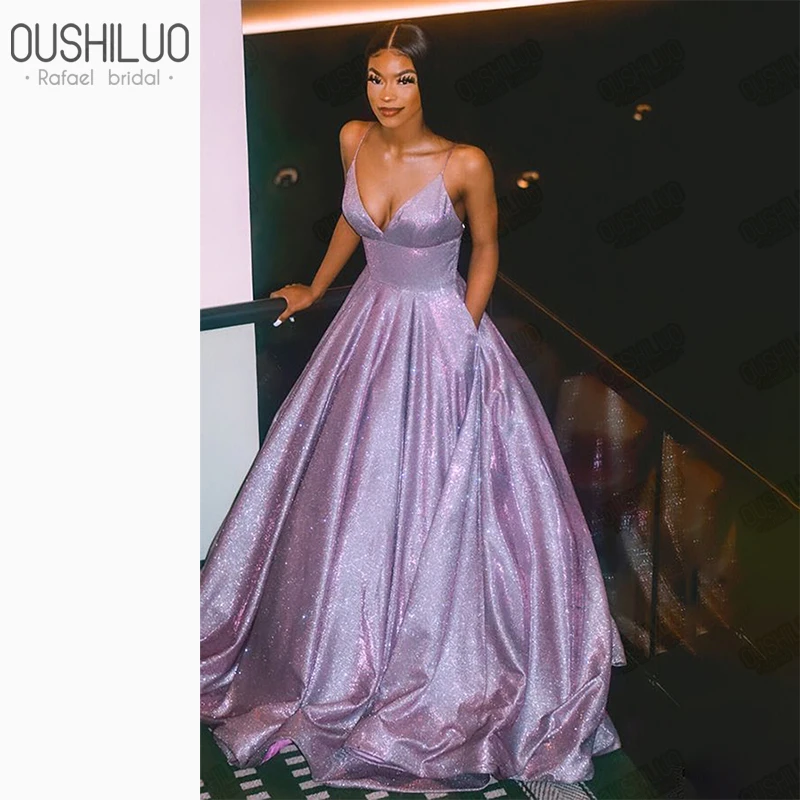 Блестящие пышные трапециевидные платья для выпускного вечера длинное