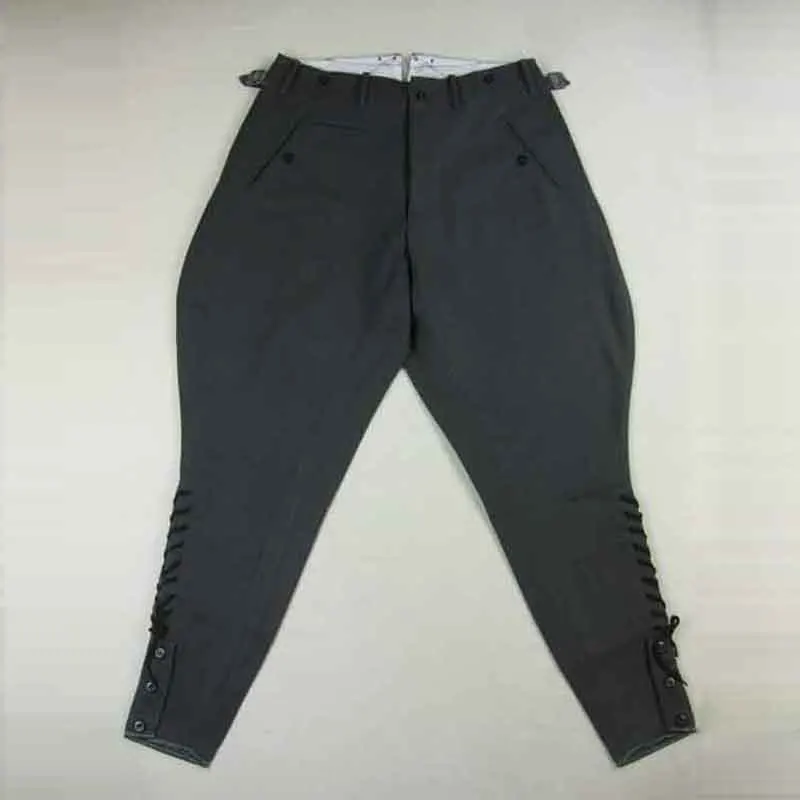 Thick gray woolen breeches, winter casual pants, military wind knight  riding pants, lovers tapered pants, 9 points pants