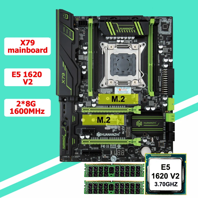 Preise Unglaubliche Motherboard Bündel HUANANZHI X79 Motherboard Mit M.2 Slot CPU Intel Xeon E5 1620 V2 3,7 GHz (2*8G)16G 1600 RECC
