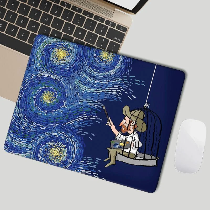 

Cute Mouse Pad Lovely Kawaii Desk Mats Pads Van Gogh Waterproof Office Home Decoration Cup Mat Antislip Girls Boys Room
