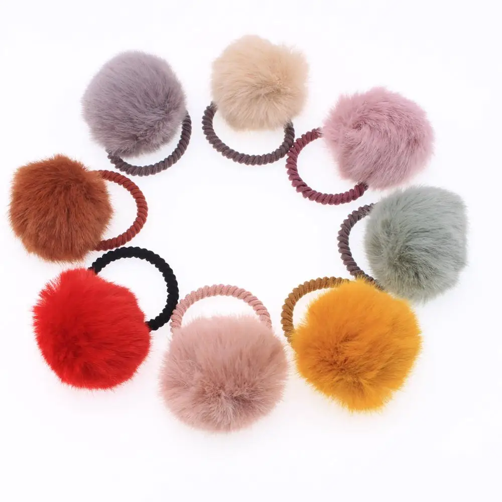 

5Pcs/Set Korean Version Of The New Hair Ball Hair Ring Color Simple And Cute All-Match Head Rope Children's Hair Accessories