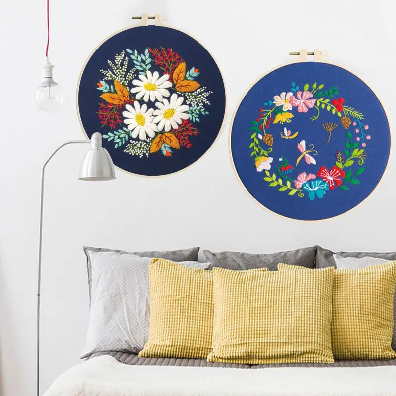 DIY растения и цветы вышивка стартовый набор с вышивкой обруч цветочным принтом