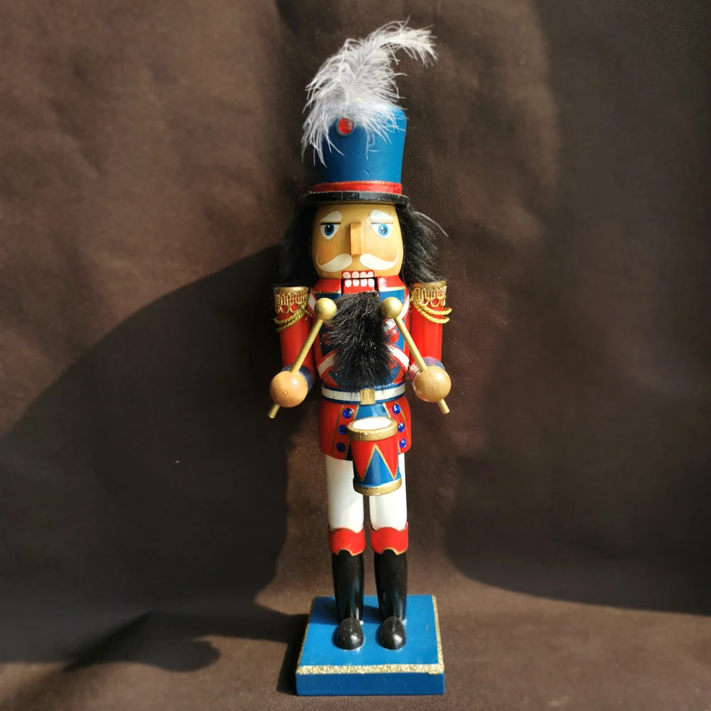 35 см барабанщик-гайкер солдат марионетка редкая Рождественская резьба по дереву