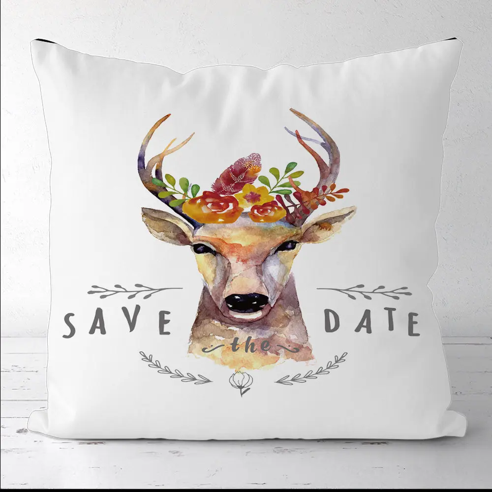 

Custom Elk Flowers Square Pillowcases Pillow Cover Decor for Sofa Bed Room Cushion Case 45X45CM(One Side)21-0829-24